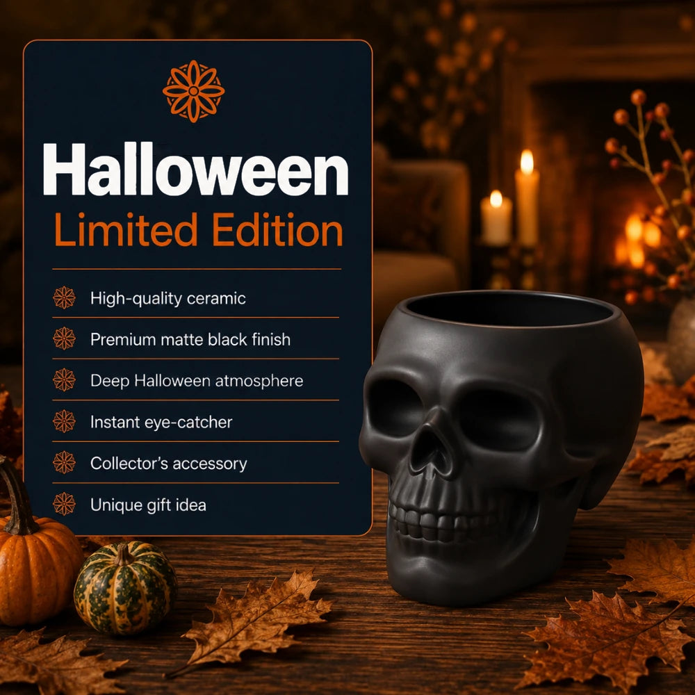 Skull Vessel details: high-quality ceramic with a premium matte black finish