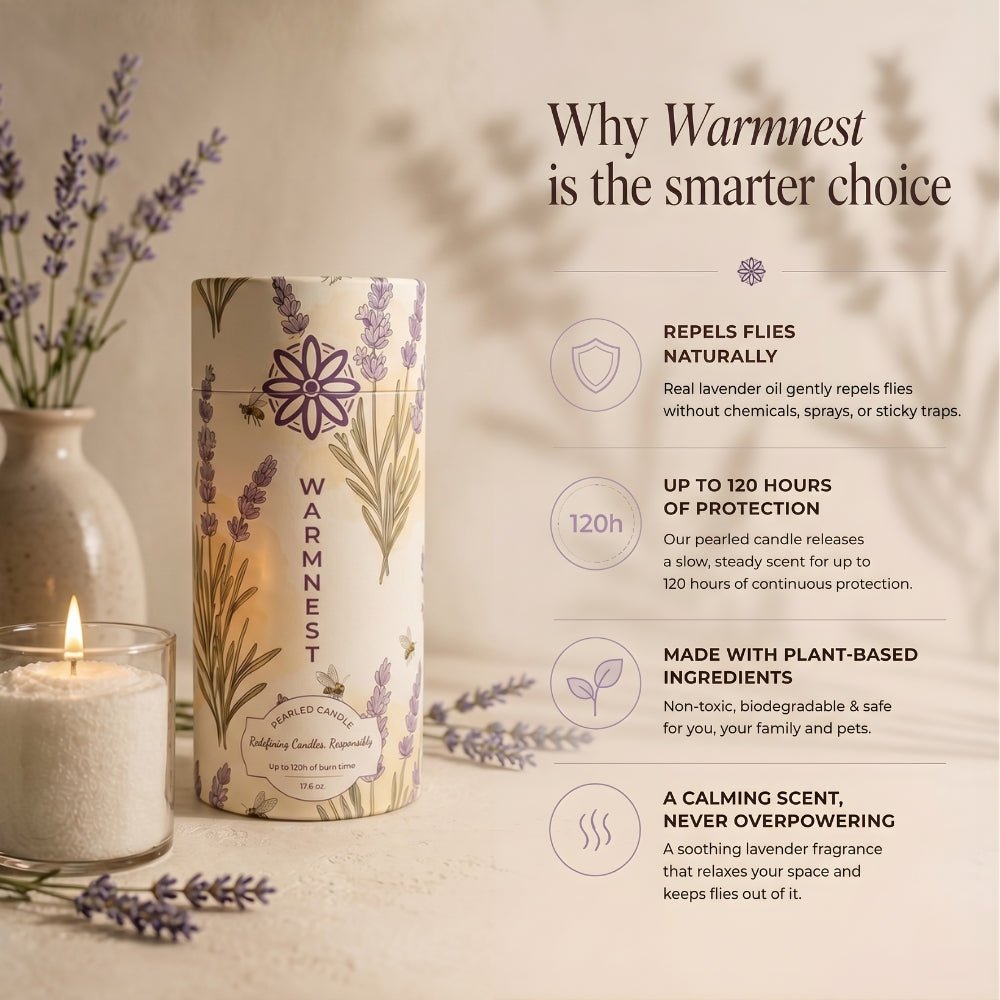 Warmnest® Lavender Pearled Candle — Natural Fly Repellent - Warmnest Candle